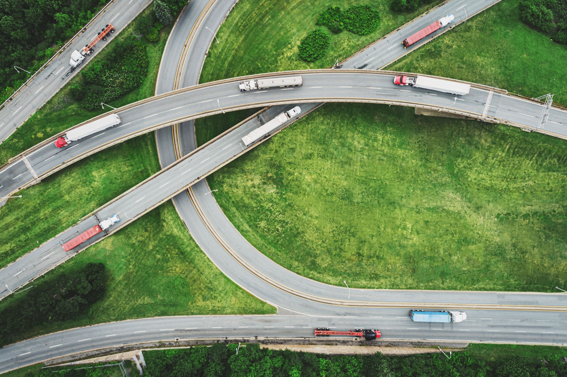 Aerial View of Semi Trucks